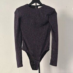 ASTR The Label Long Sleeve Metallic Bodysuit • Size S